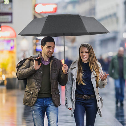 Lejorain Windproof Travel Folding Umbrella - 10 Ribs Automatic Collapsible Wind Resistant Black Umbrellas - Compact Rain Umbrella for Backpack