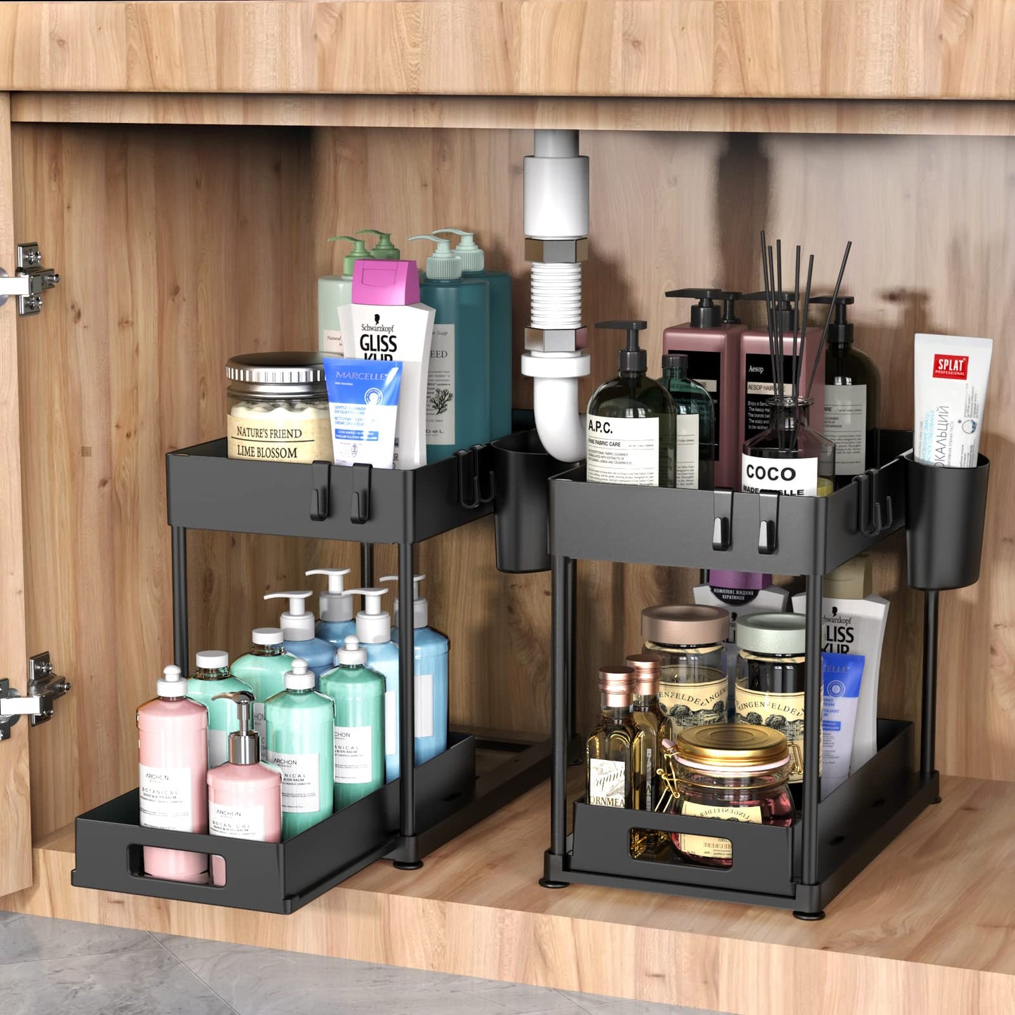 2 Pack Under Sink Organizers with Pull-out Drawers