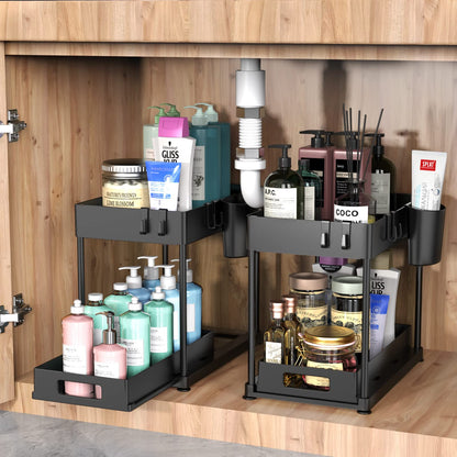2 Pack Under Sink Organizers with Pull-out Drawers