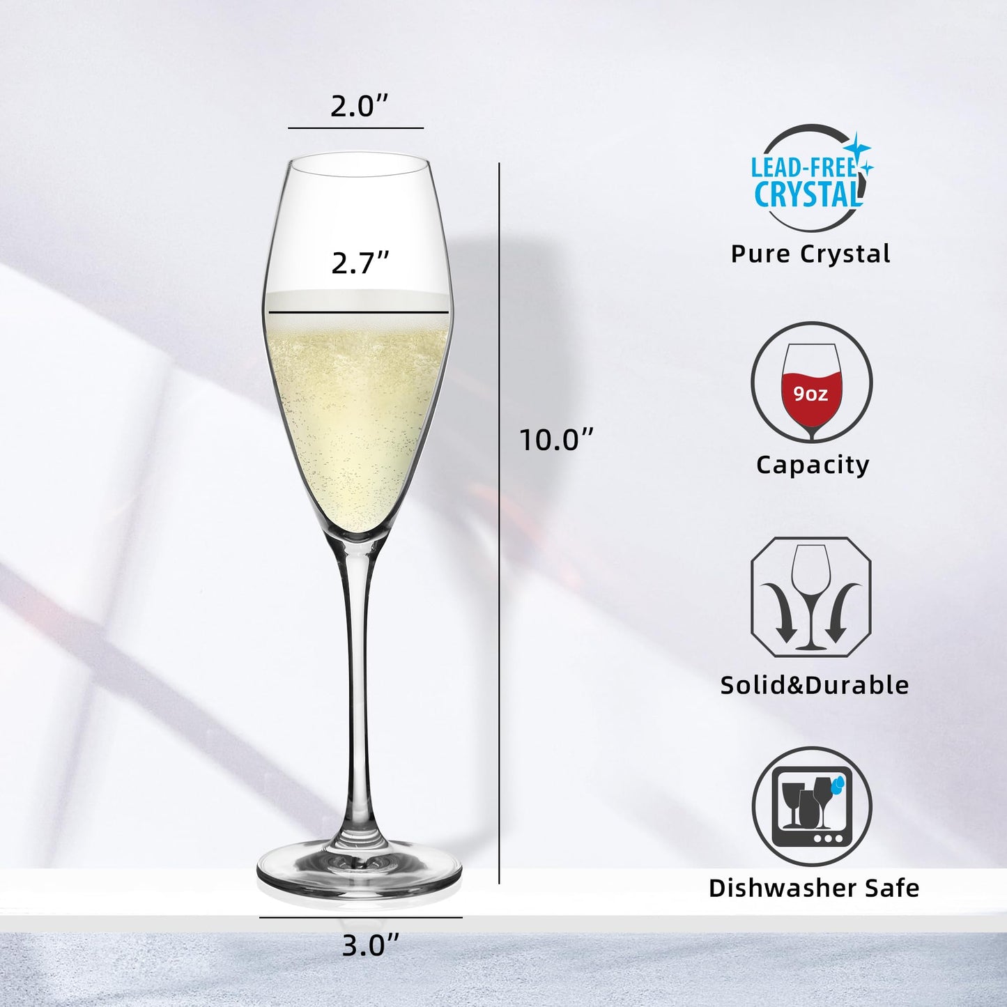 Champagne Flutes Set of 4 Crystal Glasses