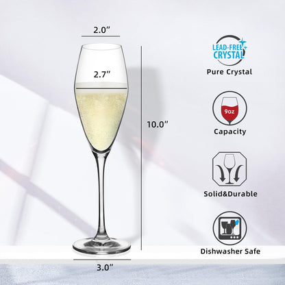 Champagne Flutes Set of 4 Crystal Glasses
