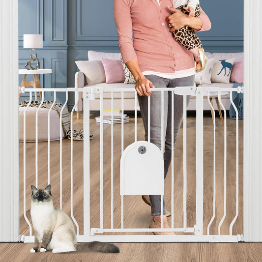 Baby Gate with Cat Door - Auto Close Safety