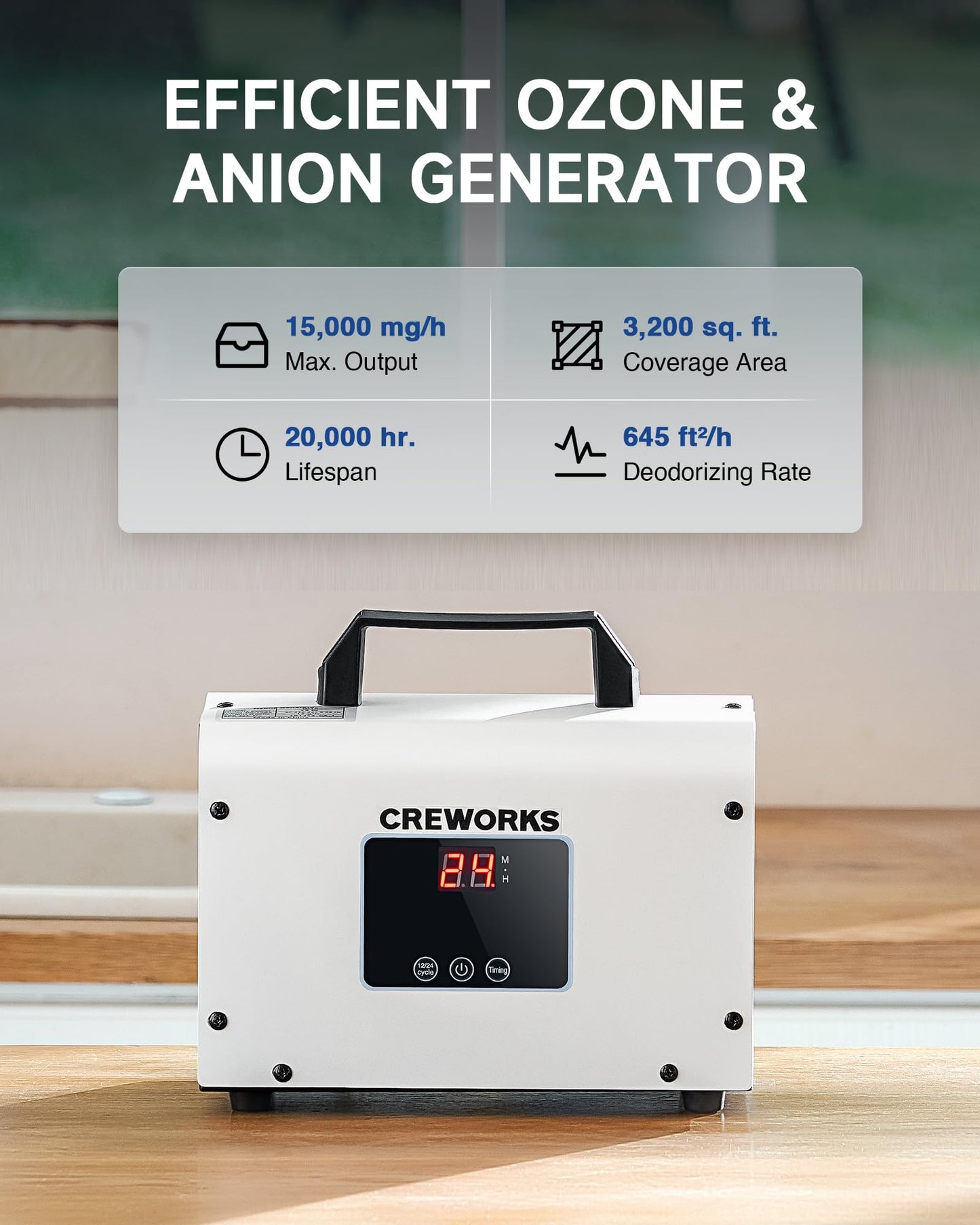 15000 mg/h CREWORKS Ozone Generator for Odor Removal