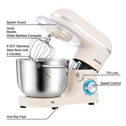 Aucma 6.5QT 660W Tilt-Head Stand Mixer