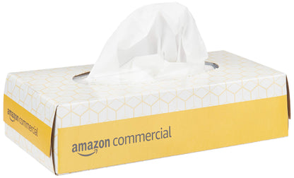 AmazonCommercial 2-Ply White Flat Box Facial Tissue (416968)|Bulk for Business|FSC Certified, Unscented, 3000 Count (30 Packs of 100)(8 x 8 Sheet), White