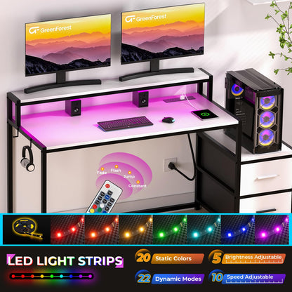 39.4 Inch Computer Desk with LED Light