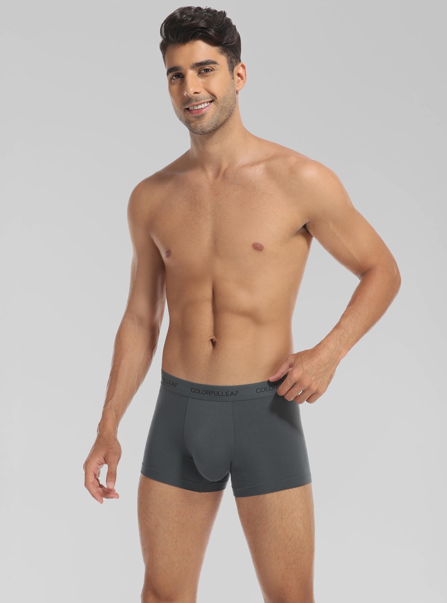 COLORFULLEAF Men's Bamboo Underwear Ultra Soft Comfy Breathable Bamboo Rayon Trunks in 4 Pack(4Dark Grey,Small)