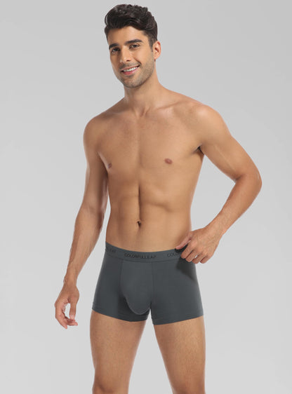COLORFULLEAF Men's Bamboo Underwear Ultra Soft Comfy Breathable Bamboo Rayon Trunks in 4 Pack(4Dark Grey,Small)