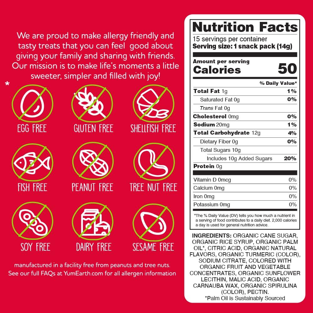 YumEarth Organic Chewy Candy Snacks - 15 Pack