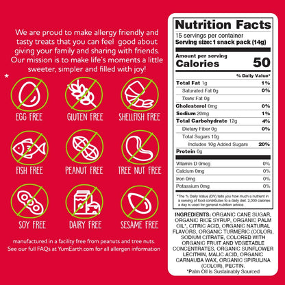 YumEarth Organic Chewy Candy Snacks - 15 Pack