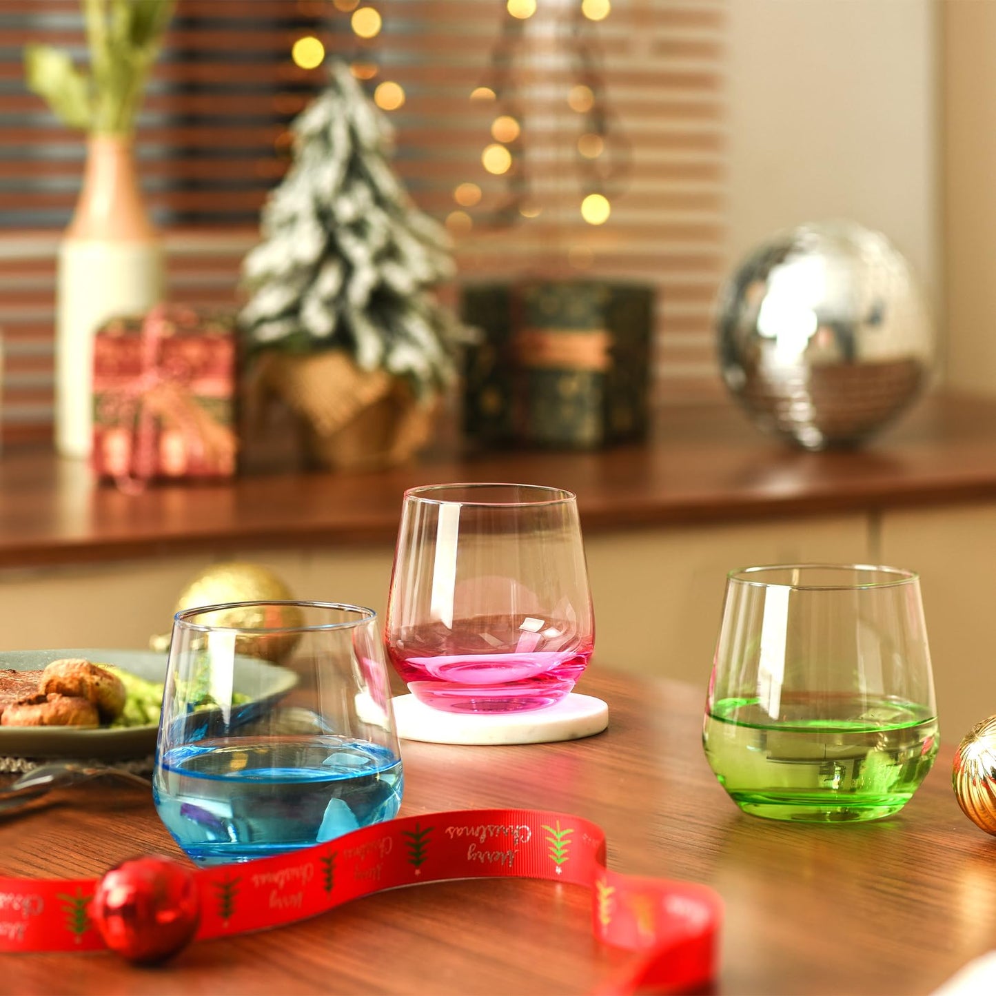BACLIFE Set of 6 Stemless Wine Glasses