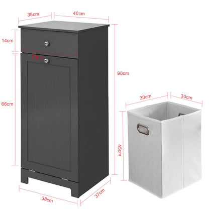 Haotian Bathroom Laundry Basket, Laundry Cabinet, Bathroom Hidden Laundry Hamper Cabinet, Clothes Basket, Grey, BZR21-DG