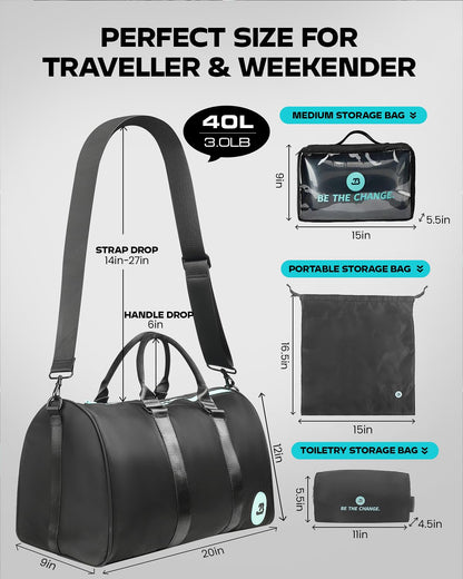 Waterproof Gym Duffel Bag with Accessory Bags