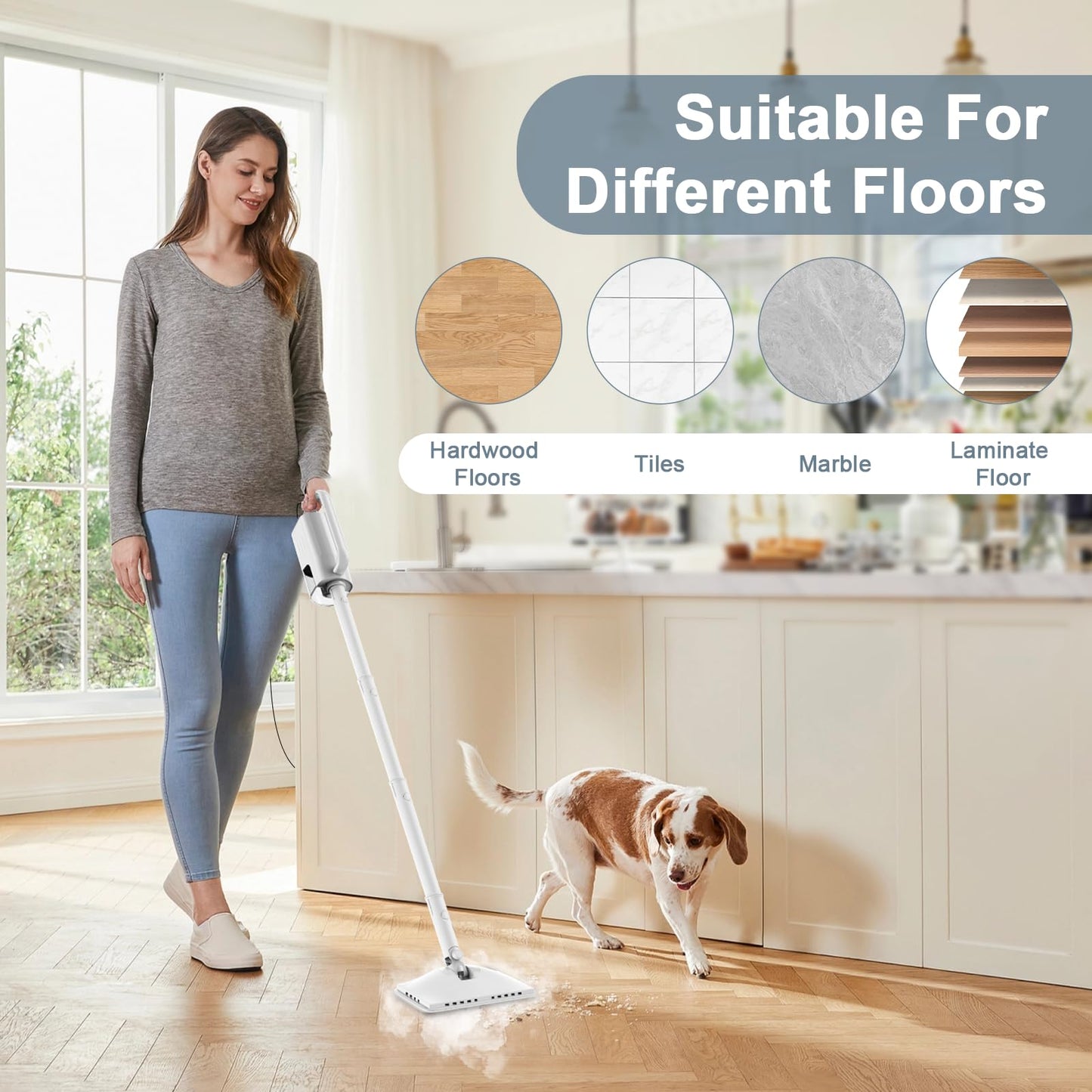 ACHTFACH 6-in-1 Steam Mop Cleaner with Detachable Pads
