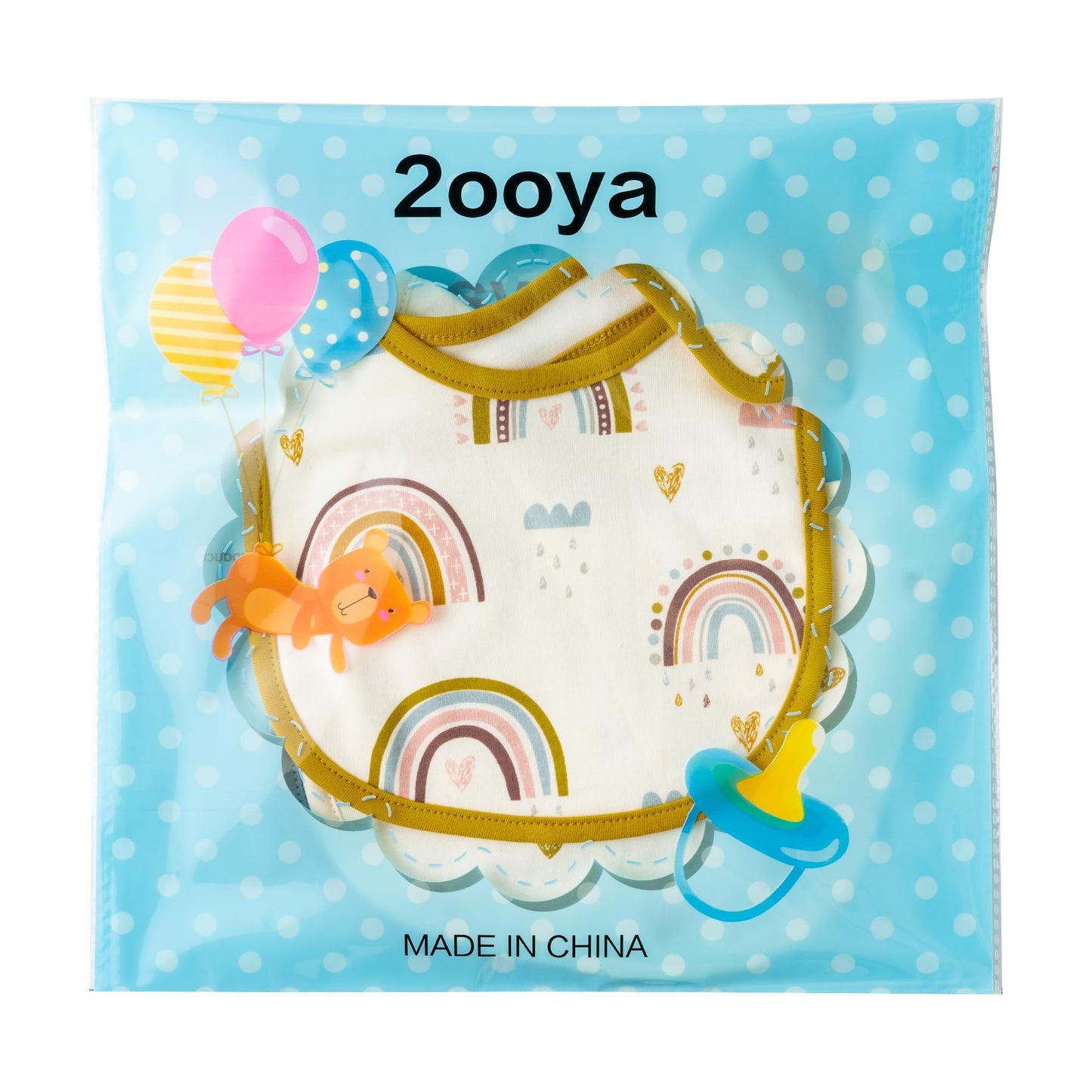 2ooya Cotton Drooling Baby Bib - 3Pcs Unisex Boy Girl Cotton Teething Infant Bibs with Adjustable Buttons Boho Rainbow Toddler Food Bibs Keepsake Baby Gift Photo Props for Baby Shower(6-12 months)