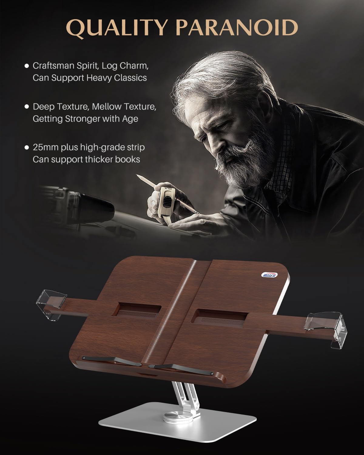 Adjustable Cookbook Stand with 360° Swivel Base