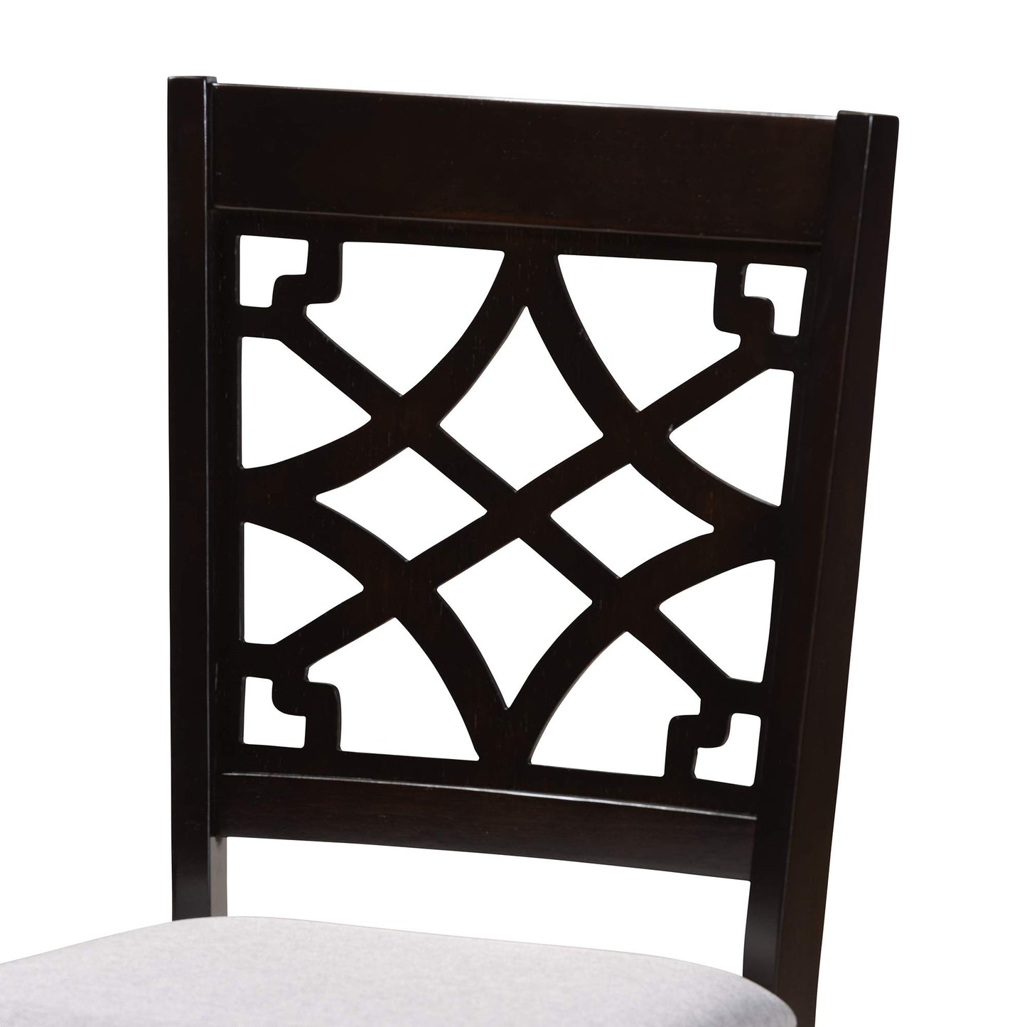 Baxton Studio Mael Dining Chair and Dining Chair Grey Fabric Upholstered Espresso Brown Finished Wood Dining Chair