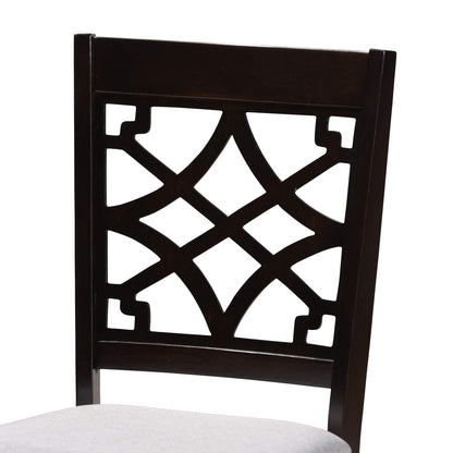 Baxton Studio Mael Dining Chair and Dining Chair Grey Fabric Upholstered Espresso Brown Finished Wood Dining Chair