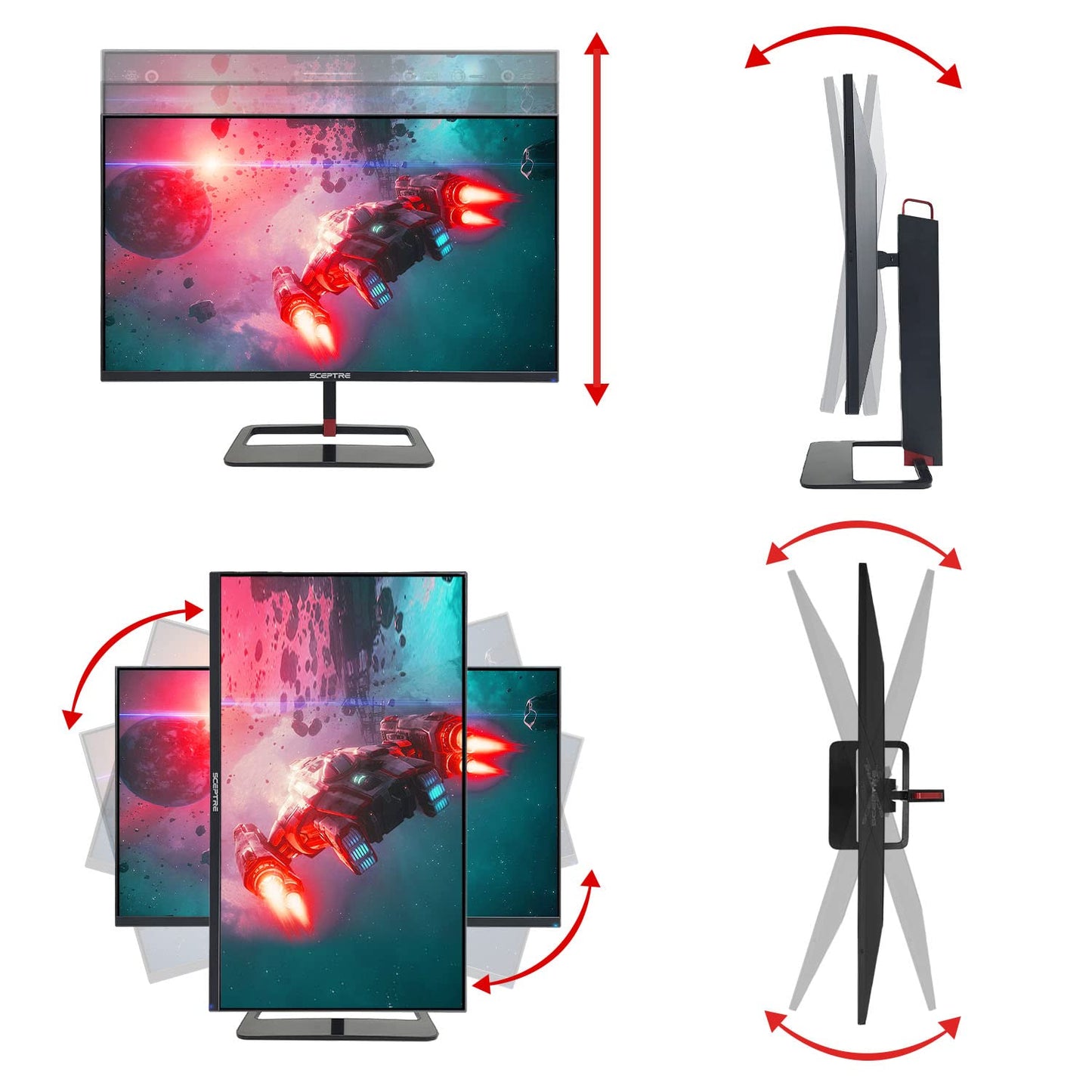 Sceptre 32 inch QHD IPS Monitor HDR400 2560x1440 DisplayPort up to 144Hz 1ms 120% sRGB Height Adjustable, Build-in Speakers Gunmetal Black (E325B-QPN168)