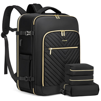 LOVEVOOK Carry On Travel Backpack for Airplanes, Personal Item Backpack with 3 Packing Cubes, Waterproof TSA Fit 15.6 Inch Laptop Luggage with USB Charging Port