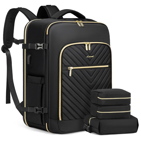 LOVEVOOK Carry On Travel Backpack for Airplanes, Personal Item Backpack with 3 Packing Cubes, Waterproof TSA Fit 15.6 Inch Laptop Luggage with USB Charging Port
