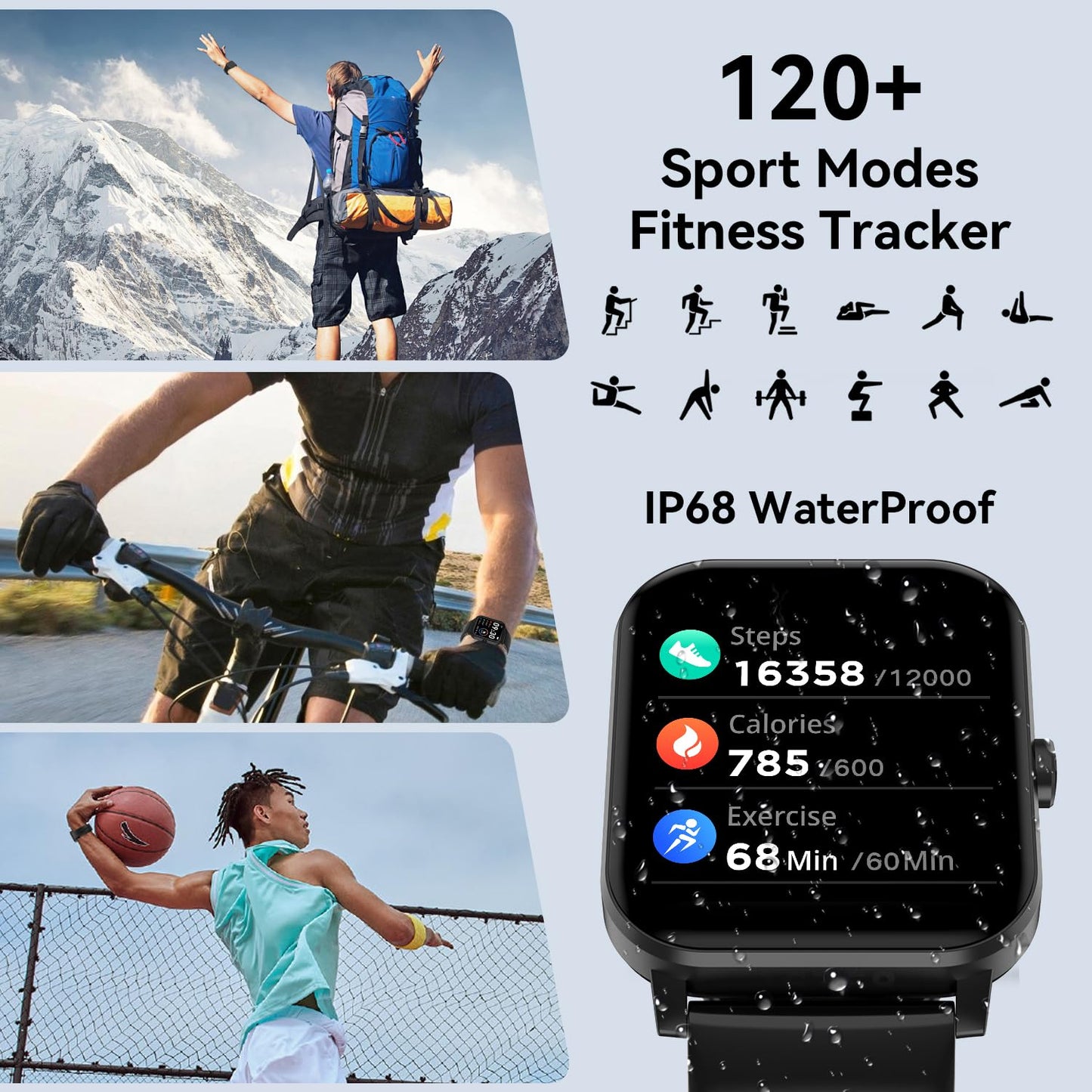 Smart Watch IP68 Fitness Tracker for Android iOS