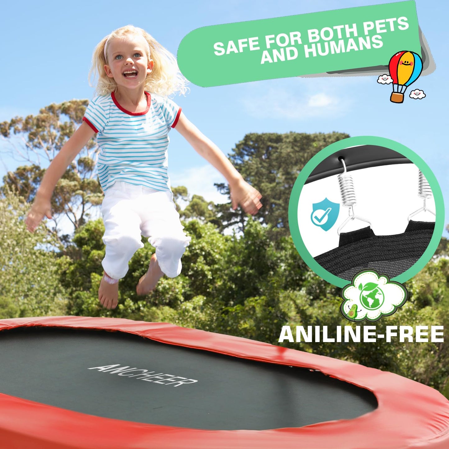 ANCHEER 56" Kids Trampoline with Adjustable Handle