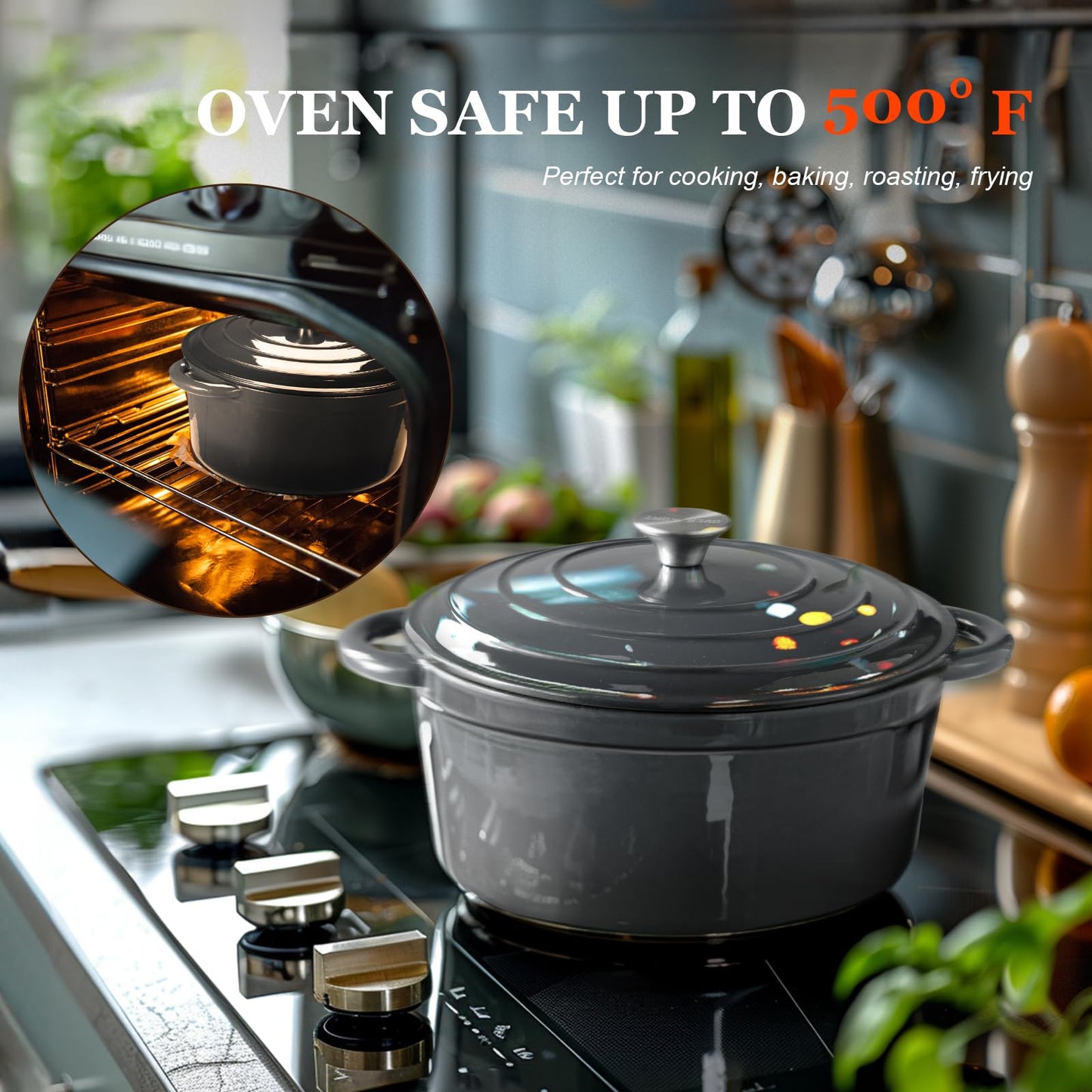 Overmont 4.5QT Enameled Cast Iron Dutch Oven