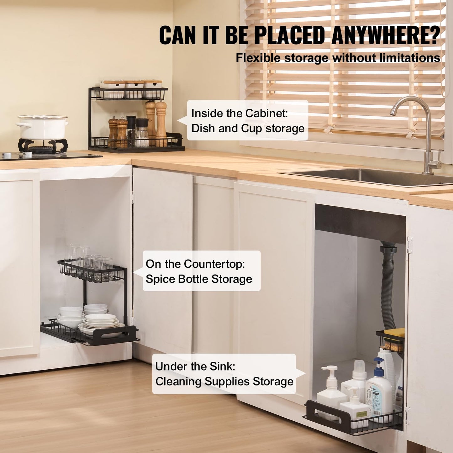 2 Tier Pull Out Cabinet Organizer by VEVOR