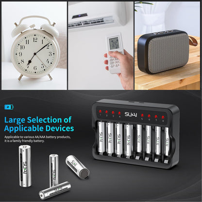 SUKAI Rechargeable AAA Batteries with Smart Charger