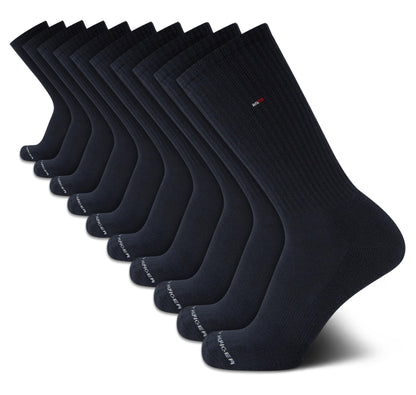 Tommy Hilfiger Men's Athletic Socks - Cushioned Crew Socks (10 Pack), Size 7-12, Navy