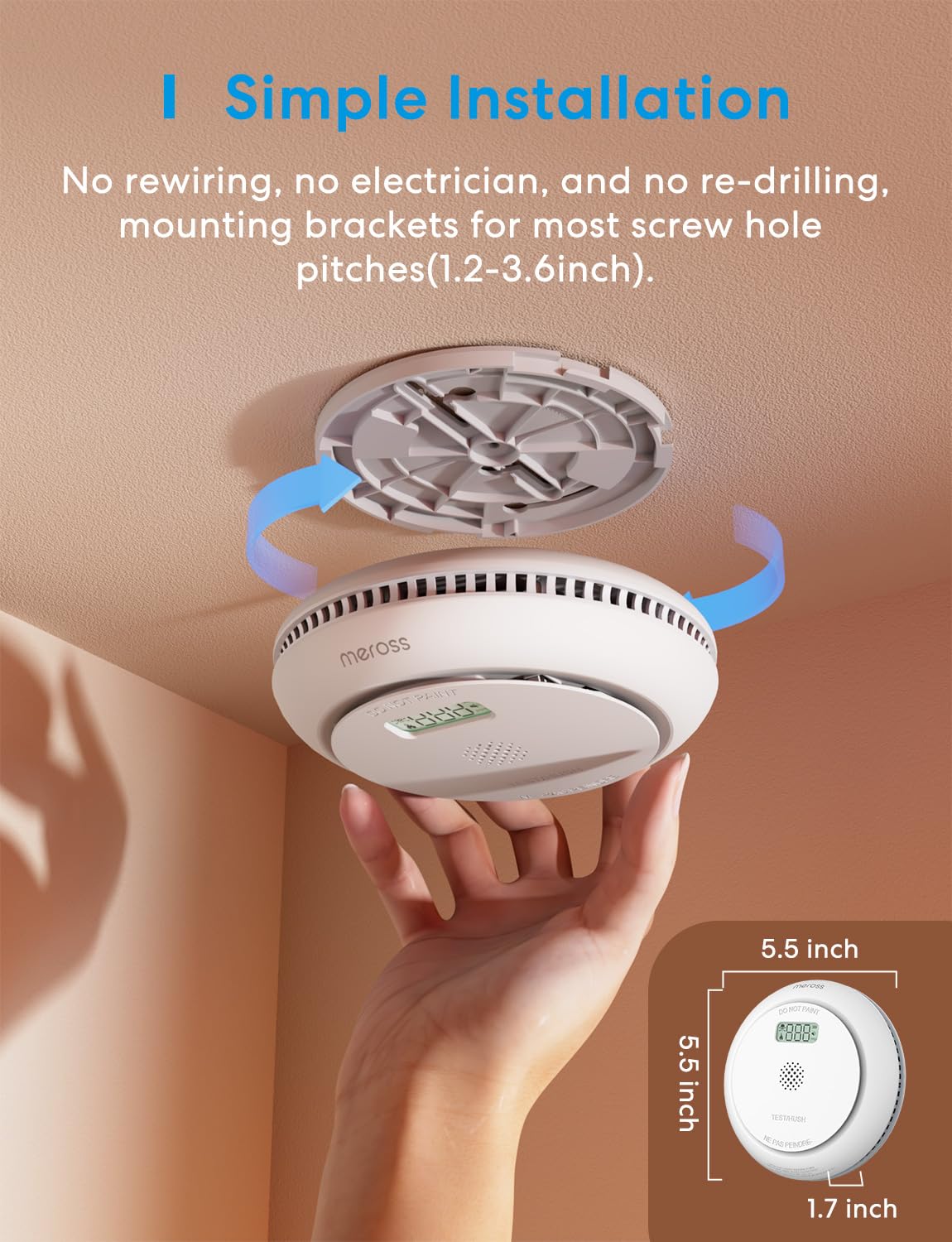 Meross Combination Smoke Carbon Monoxide Alarm Detector