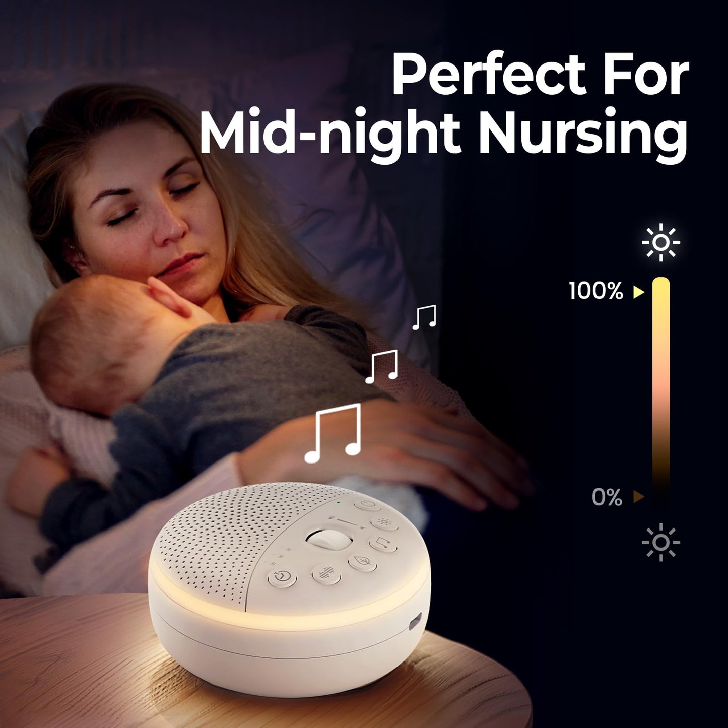 White Noise Sound Machine - Sound Machine for Sleep with Night Light, 22 Soothing Sounds - 30H Portable Noise Machine for Newborns Adults, Home, Office, Nursery, Travel - Registry Gift, Baby Shower