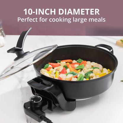 3 Quart Electric Skillet with Tempered Glass Lid