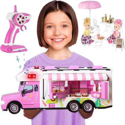 Remote Control Food Truck Toy Playset for Girls