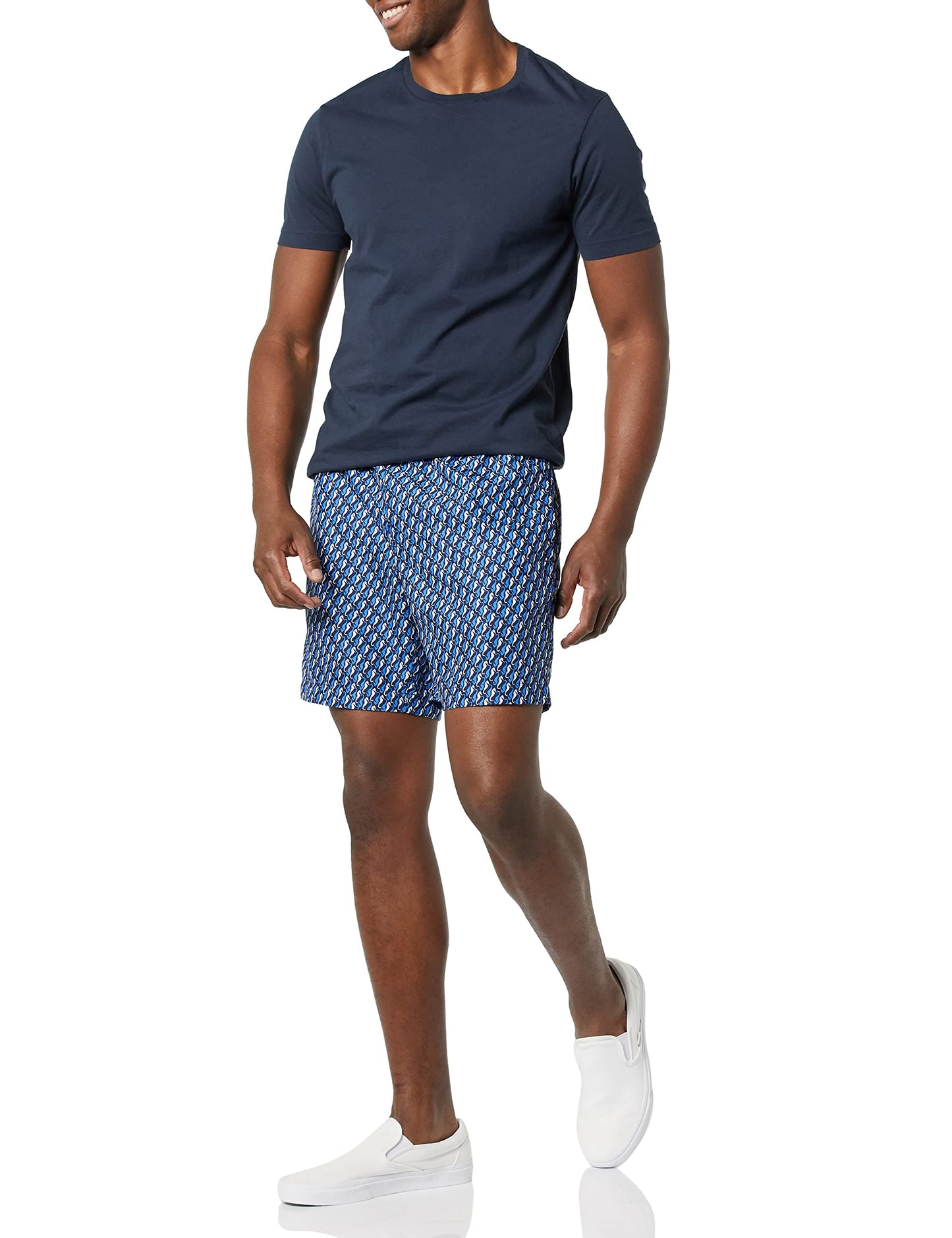 Amazon Essentials Men's 7" Quick-Dry Swim Trunk, Blue Seahorse, Small