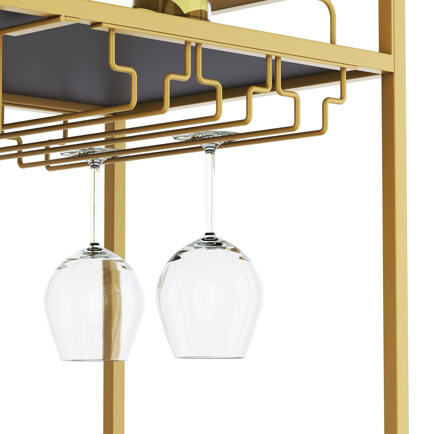 Bar Cart with Mirrored Shelves & Wine Holders