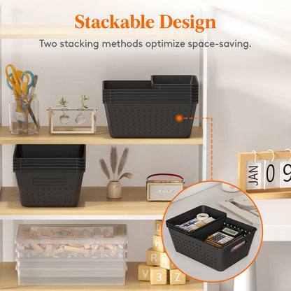 Lifewit 7-Pack Stackable Storage Bins, Black