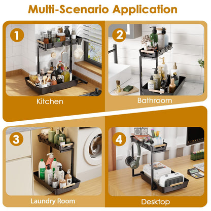 2-Pack Height Adjustable Under Sink Organizers