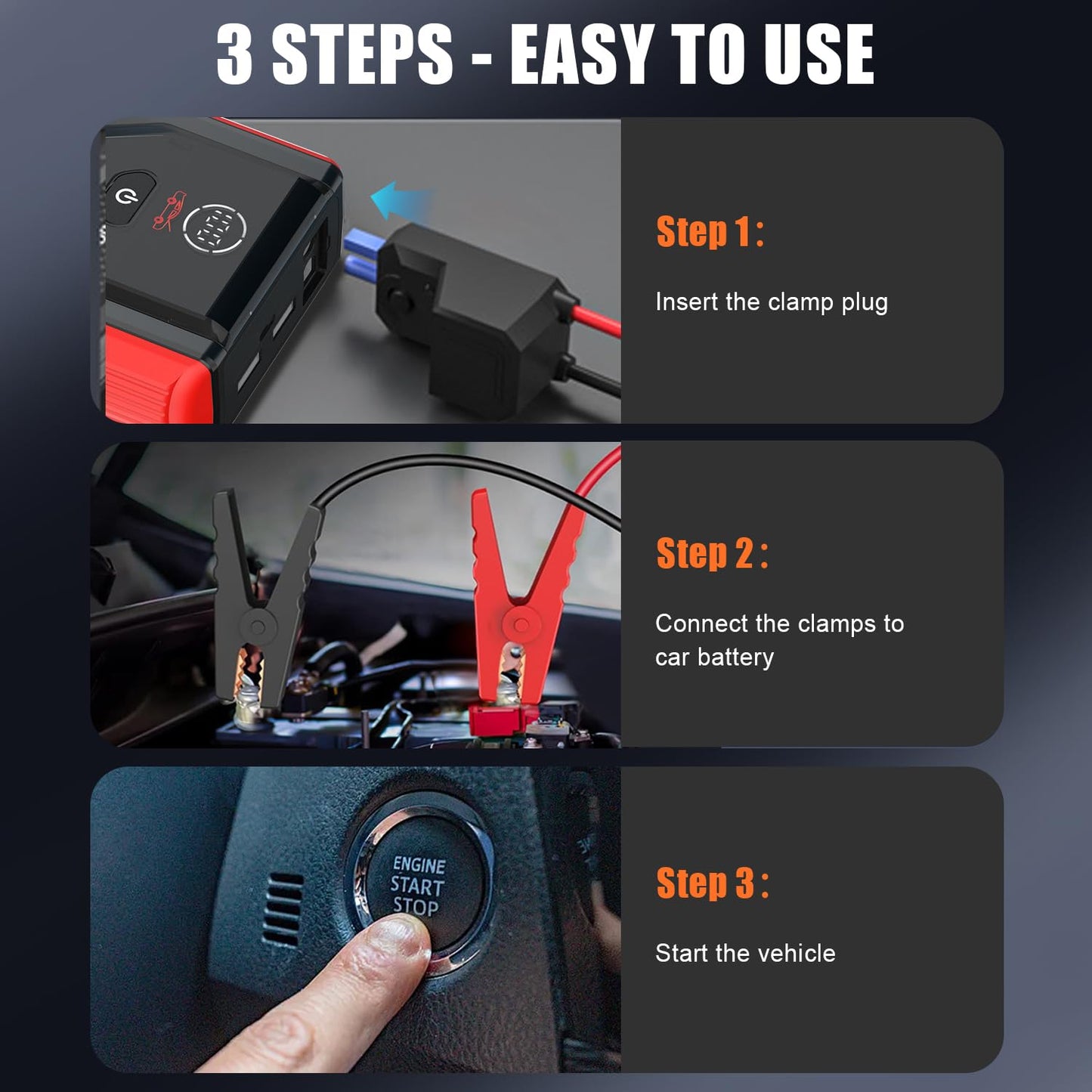 JAOPAE Portable Car Jump Starter with Flashlight