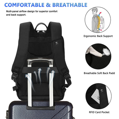 G-FAVOR Business Backpack for Men, Laptop Backpack with USB Charging Port for 15.6 inch Laptop, Water-resistant Expandable Travel Backpack