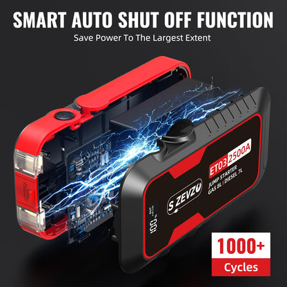 2500A Car Jump Starter with USB and LED Light