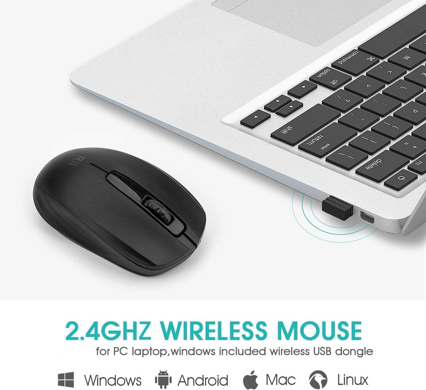 Rii Wireless Mouse 2.4G USB Dongle - 2-Pack