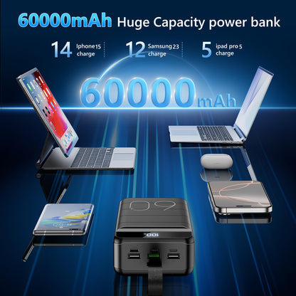 60000mAh Power Bank with Fast Charging & Flashlight