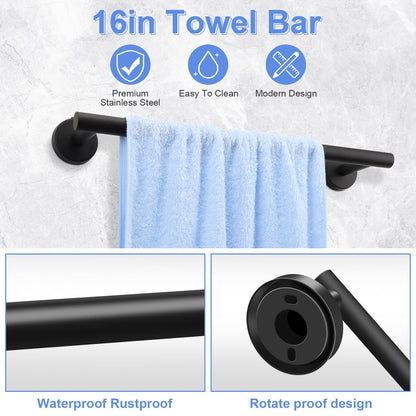 TACGEA 8-Piece Bathroom Hardware Set - Matte Black
