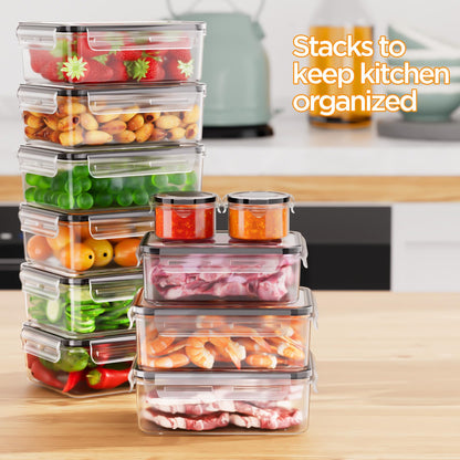 HOMETALL 26 Pcs Food Storage Containers with Lids Airtight(13 Containers & 13 Lids), Plastic Meal Prep Containers Reusable for Kitchen Organization, BPA-Free, Leak Proof with Labels & Marker Pen