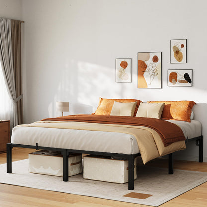 GarveeHome 14 Inch Tool-Free Full Bed Frame, Heavy Duty Metal Platform Bed Frame with Durable Iron Slat Support and Legs, No Box Spring Required, No Screws Needed, Support Up to 800 Lbs