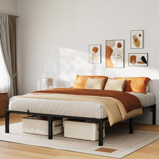 GarveeHome 14 Inch Tool-Free Full Bed Frame, Heavy Duty Metal Platform Bed Frame with Durable Iron Slat Support and Legs, No Box Spring Required, No Screws Needed, Support Up to 800 Lbs