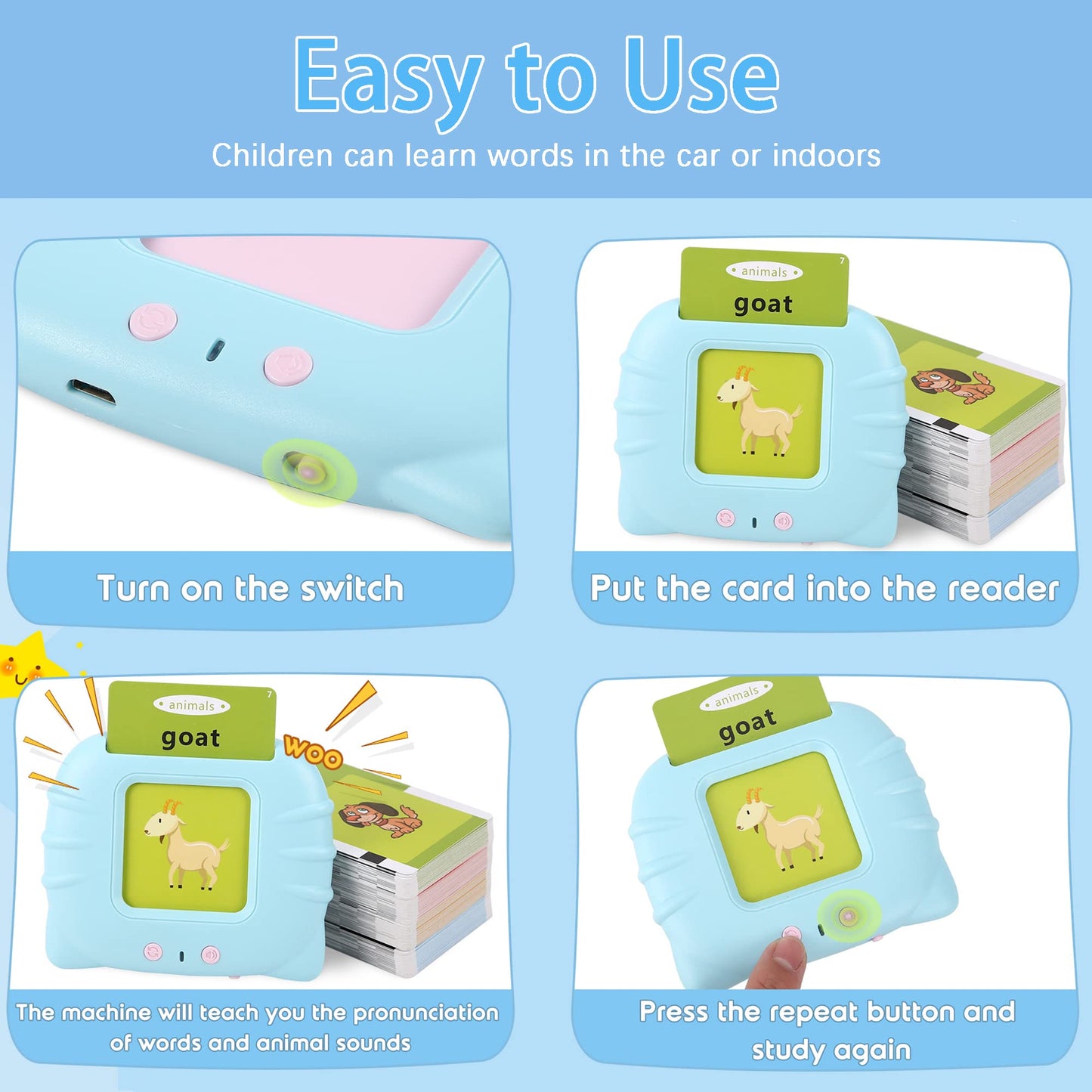 Toys for 2 3 4 5 Year Old Boys and Girls, 384 Sight Words Talking Flash Cards Autism Sensory Toys for Autistic Children, Speech Therapy Toys Educational Learning Montessori Toys