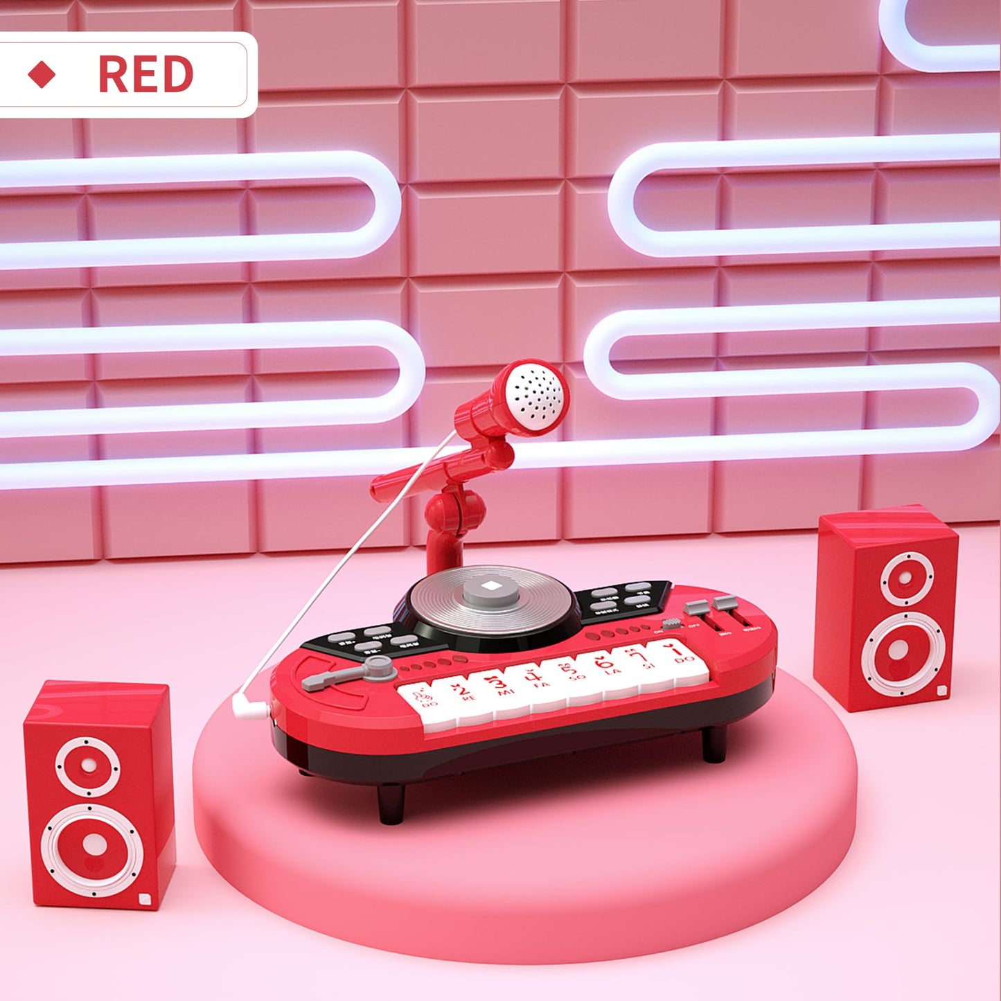 Electric Baby Piano for Toddlers - Red 8 Keys Kids Keyboard Pianos Toy para Niños Beginner First Piano with Microphone Portable